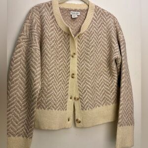 Rachel Zoe Beige and Cream Chevron Cardigan